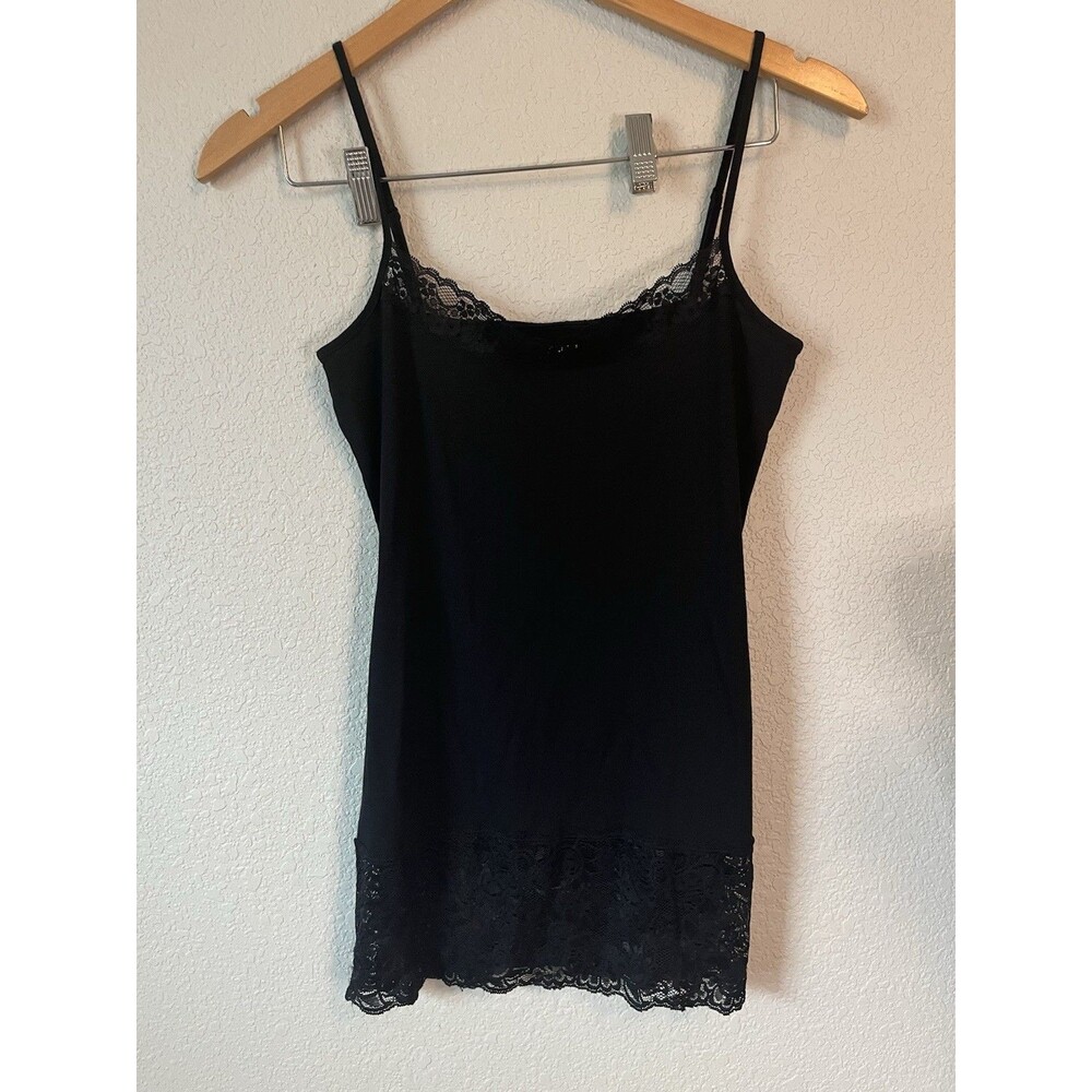 Loft Lace Trim Cami Top Womens S Black Fairycore Grunge Boho Y2K Whimsical